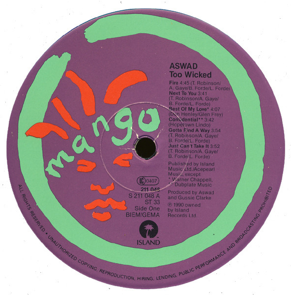 Aswad - Too Wicked | Mango (211 048) - 3