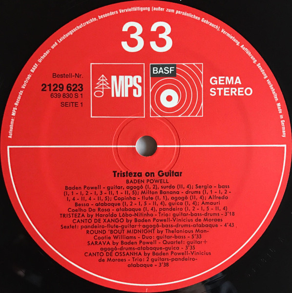 Baden Powell - Tristeza On Guitar | MPS Records (21 29623-7) - 4