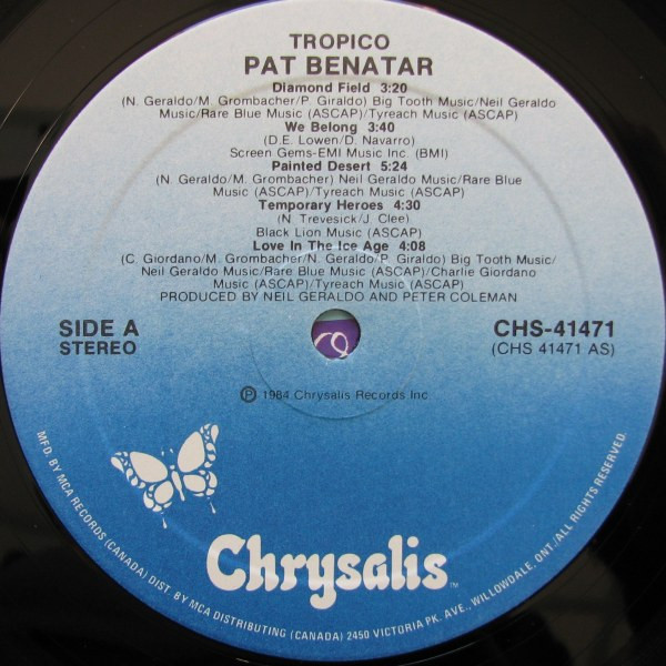 Pat Benatar - Tropico | Chrysalis (CHS 41471) - 3