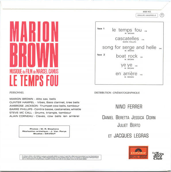 Marion Brown - Le Temps Fou | Le Très Jazz Club (LTJC-012) - 2