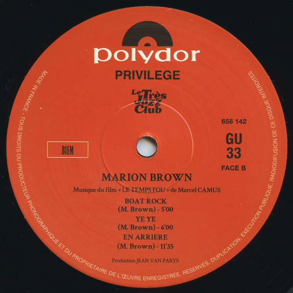 Marion Brown - Le Temps Fou | Le Très Jazz Club (LTJC-012) - 2