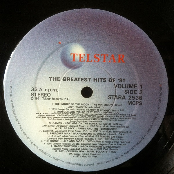 Various - The Greatest Hits Of 91 Volume One | Telstar (STAR A 2536) - 4 Various - The Greatest Hits Of 91 Volume One | Telstar (STAR A 2536) - 4