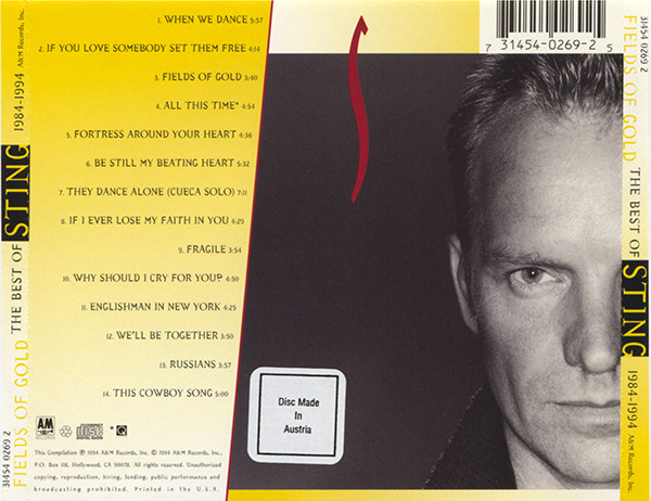 Sting - Fields Of Gold: The Best Of Sting 1984 - 1994 | A&M Records (31454 0269 2) - 2