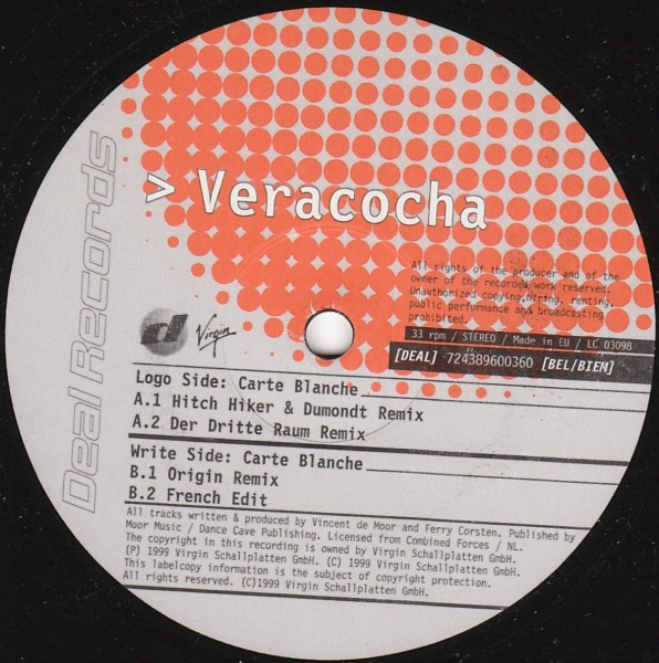 Veracocha - Carte Blanche (Remixes) | Virgin (7243 8 96003 6 0) - 2