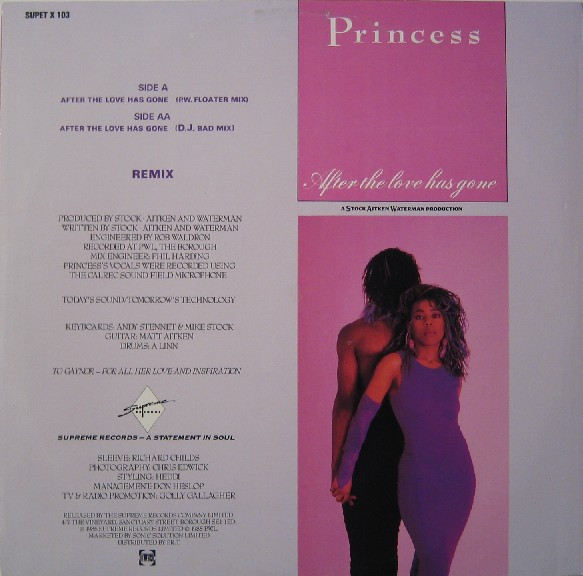 Princess - After The Love Has Gone | Supreme Records (SUPETX 103) - 2