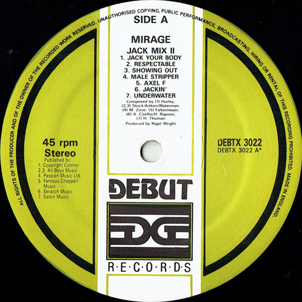 Mirage - Jack Mix II | Debut Edge Records (DEBTX 3022) - 3 Mirage - Jack Mix II | Debut Edge Records (DEBTX 3022) - 3