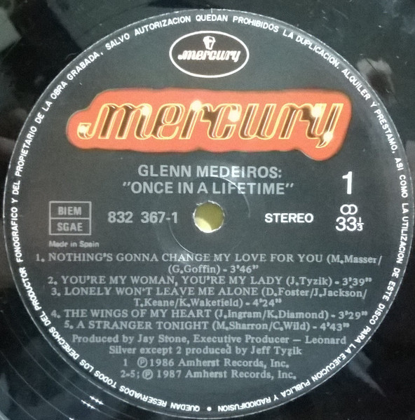 Glenn Medeiros - Once In A Lifetime = Una Vez En Tu Vida | Mercury (836 890-1) - 4