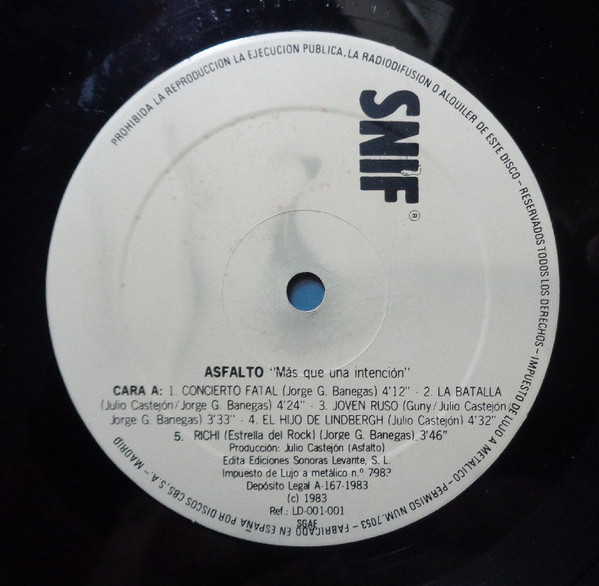 Asfalto - Más Que Una Intención | SNIF (LD-001.001) - 3