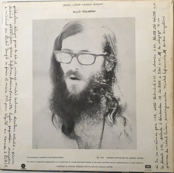 Raôul Duguay - Alllô Tôulmônd | Capitol Records (ST 70.036)