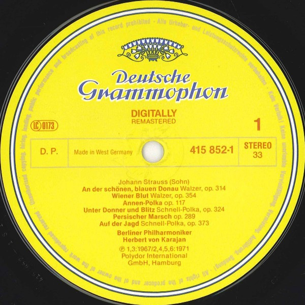 Johann Strauss Jr. & Josef Strauß & Johann Strauss Sr. - Berliner Philharmoniker / Herbert von Karajan - Johann Strauss • Josef Strauss | Deutsche Grammophon (415 852-1) - 3
