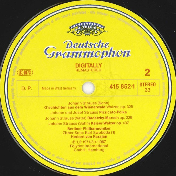 Johann Strauss Jr. & Josef Strauß & Johann Strauss Sr. - Berliner Philharmoniker / Herbert von Karajan - Johann Strauss • Josef Strauss | Deutsche Grammophon (415 852-1) - 4
