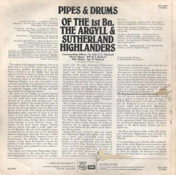 The Argyll And Sutherland Highlanders - Pipes & Drums Of | Music For Pleasure (MFP 50221) - 2