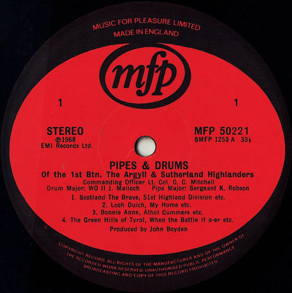 The Argyll And Sutherland Highlanders - Pipes & Drums Of | Music For Pleasure (MFP 50221) - 3