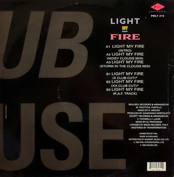 Club House - Light My Fire | PWL Continental (PWLT 272) - 2