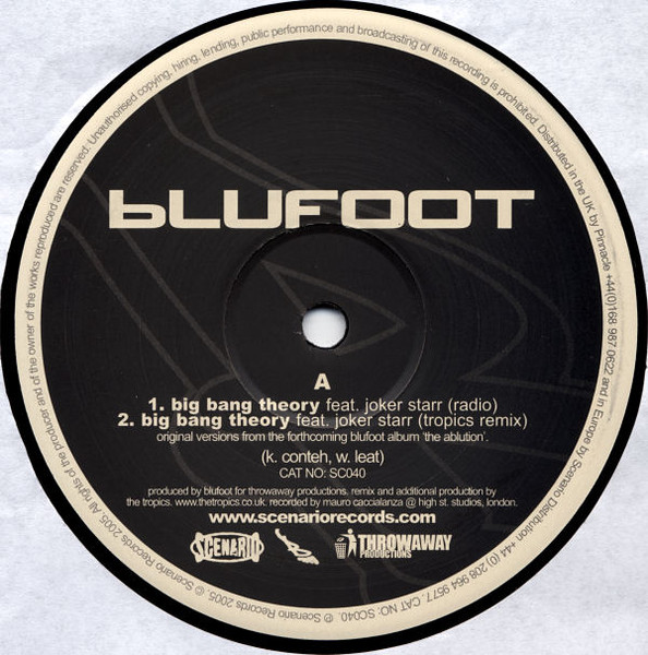 Blufoot - Big Bang Theory / Alphabet Man | Scenario Records (SC040) - main