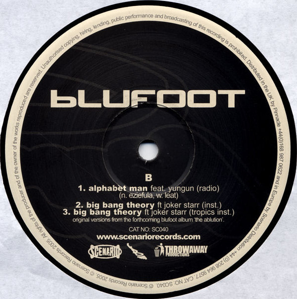 Blufoot - Big Bang Theory / Alphabet Man | Scenario Records (SC040) - 2