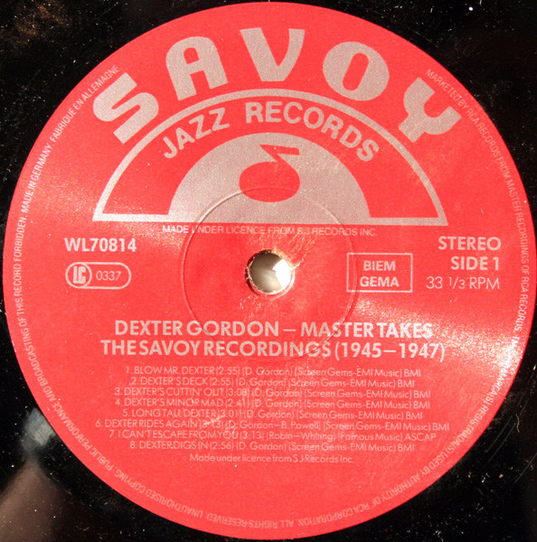 Dexter Gordon With Bud Powell , Fats Navarro & Tadd Dameron - Master Takes / The Savoy Recordings | Savoy Jazz (WL70814) - 3 Dexter Gordon With Bud Powell , Fats Navarro & Tadd Dameron - Master Takes / The Savoy Recordings | Savoy Jazz (WL70814) - 3
