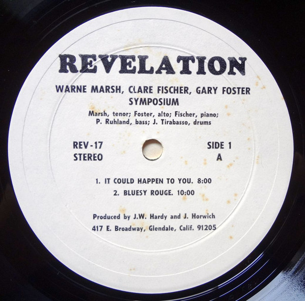 Warne Marsh / Clare Fischer / Gary Foster - Report Of The 1st Annual Symposium On Relaxed Improvisation | Revelation Records (Rev. 17) - 3