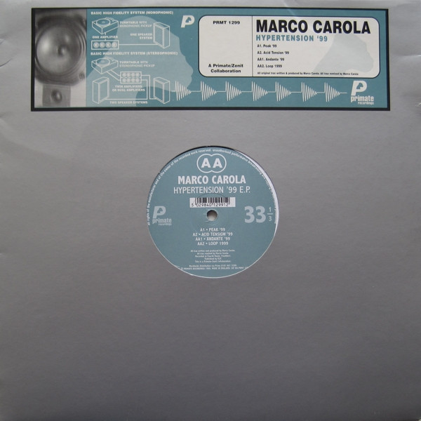 Marco Carola - Hypertension '99 E.P. | Primate Recordings (PRMT 1299)