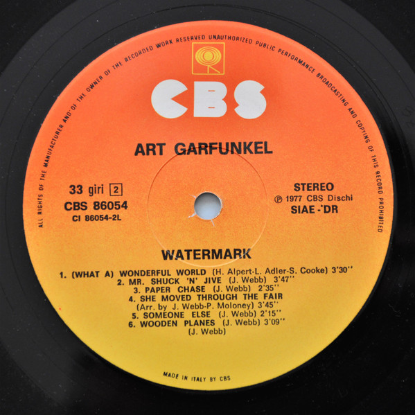 Art Garfunkel - Watermark | CBS (86054) - 4 Art Garfunkel - Watermark | CBS (86054) - 4