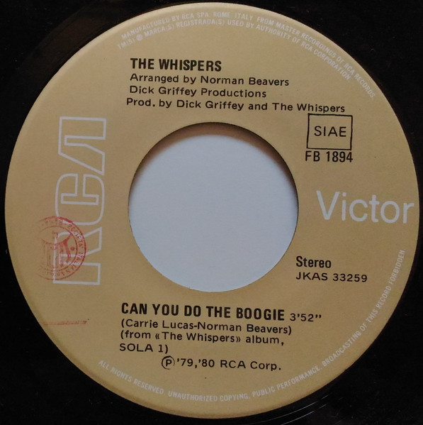 The Whispers - And The Beat Goes On / Can You Do The Boogie | RCA (FB 1894) - 4