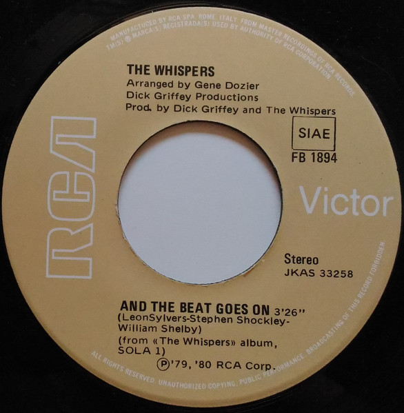 The Whispers - And The Beat Goes On / Can You Do The Boogie | RCA (FB 1894) - 3