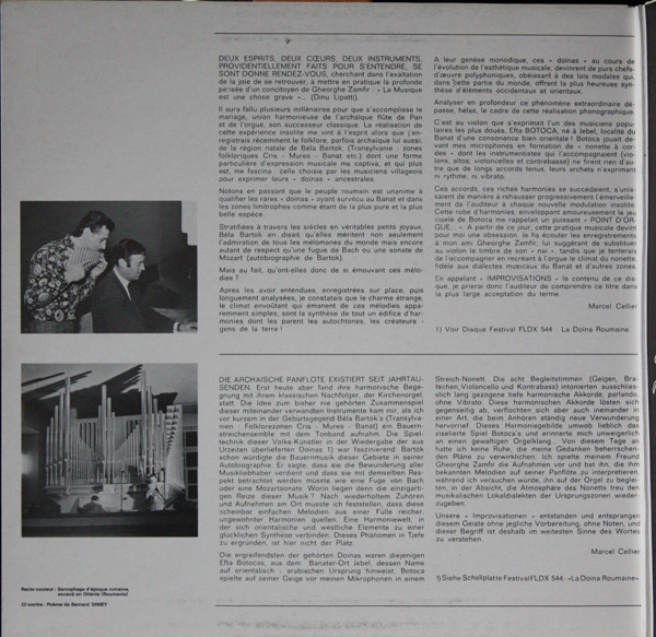 Gheorghe Zamfir Et Marcel Cellier - Improvisations Flûte De Pan Et Orgue | Disques Festival (FLD 550)