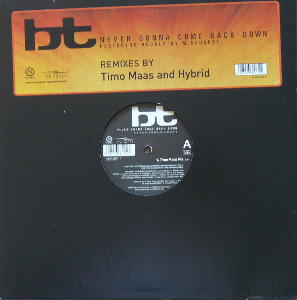 BT Featuring M. Doughty - Never Gonna Come Back Down | Nettwerk (0 6700 33113 1 1) - main