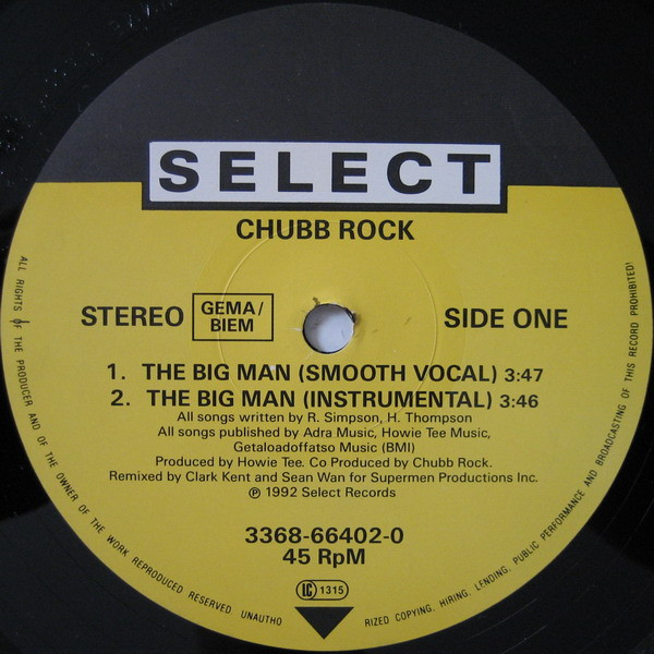 Chubb Rock - The Big Man | Select Records (3368-66402-0) - 3 Chubb Rock - The Big Man | Select Records (3368-66402-0) - 3