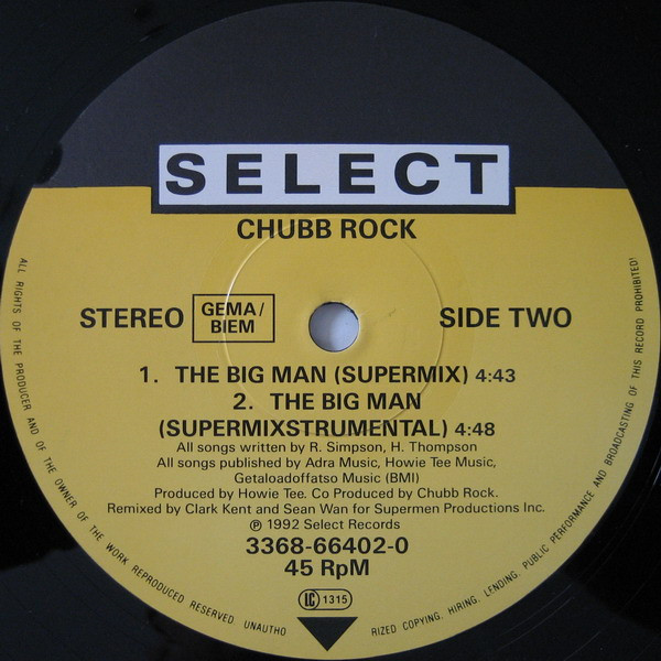Chubb Rock - The Big Man | Select Records (3368-66402-0) - 4 Chubb Rock - The Big Man | Select Records (3368-66402-0) - 4