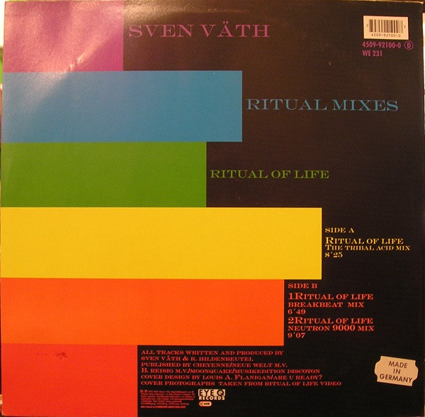 Sven Väth - Ritual Of Life (Ritual Mixes) | Eye Q Records (4509-92100-0) - 2