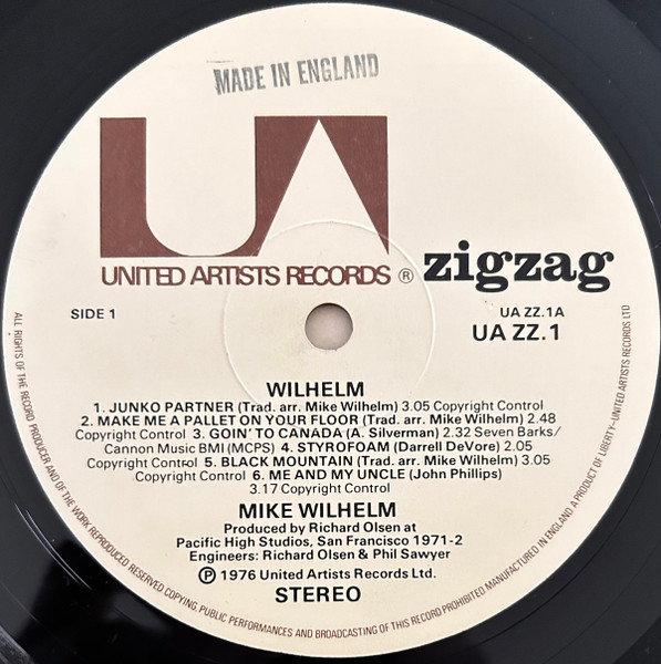 Mike Wilhelm - Wilhelm | United Artists Records (UA-ZZ-1) - 3