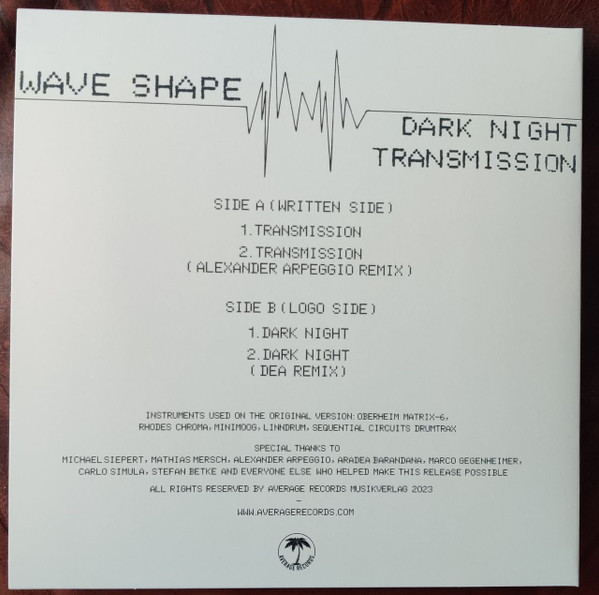 Wave Shape - Dark Night / Transmission | Average Records (AVG001) - 2