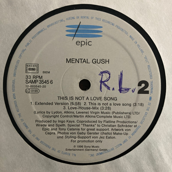 Mental Gush - This Is Not A Love Song | Epic (SAMP 3545 6)