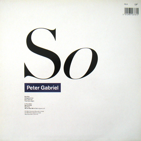 Peter Gabriel - So | Charisma (PG 5) - 2 Peter Gabriel - So | Charisma (PG 5) - 2