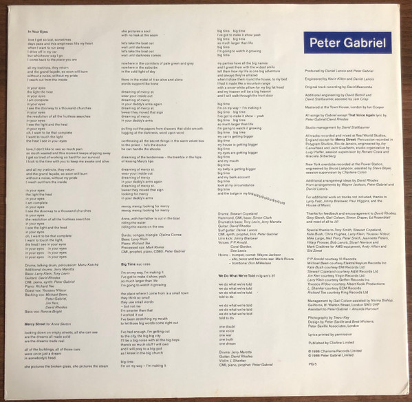 Peter Gabriel - So | Charisma (PG 5) - 3 Peter Gabriel - So | Charisma (PG 5) - 3