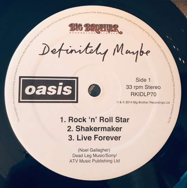 Oasis - Definitely Maybe | Big Brother (RKIDLP70) - 3