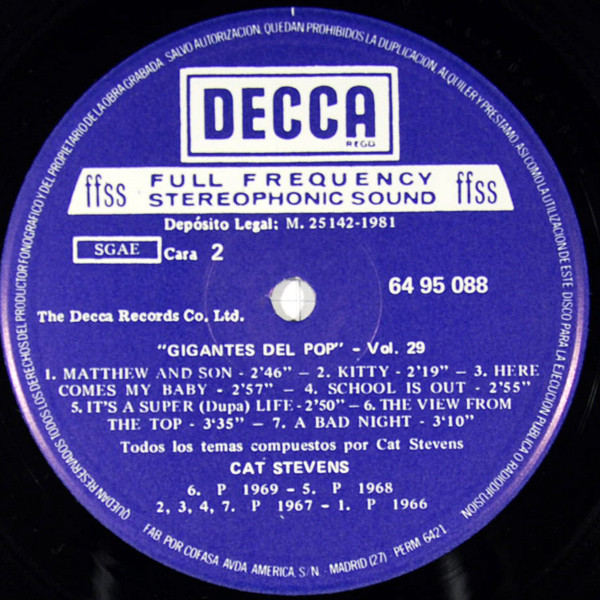 Cat Stevens - Gigantes Del Pop Vol. 29 | Decca (64 95 088)