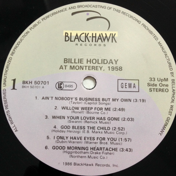 Billie Holiday - At Monterey / 1958 | BlackHawk Records (BKH 50701) - 3