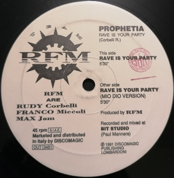 Prophetia - Rave Is Your Party | Out (OUT 3451) - main