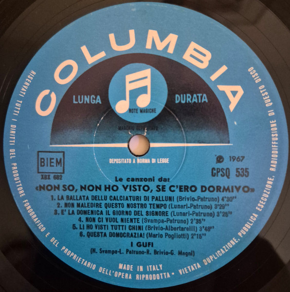 I Gufi - Non So Non Ho Visto Se C'Ero Dormivo | Columbia (CPSQ 535) - 4