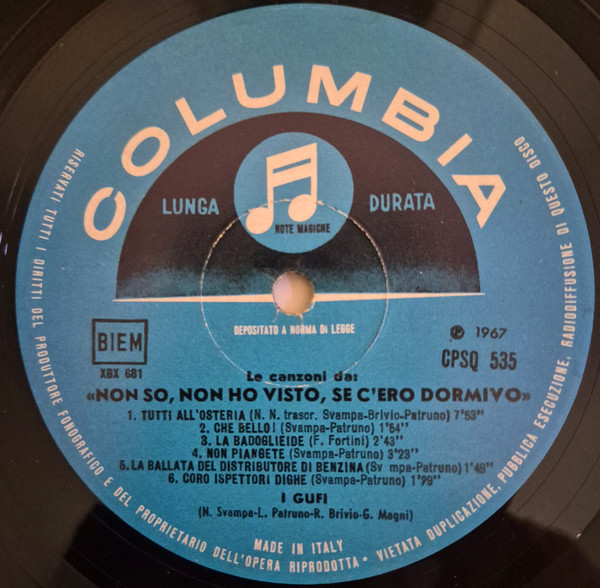 I Gufi - Non So Non Ho Visto Se C'Ero Dormivo | Columbia (CPSQ 535) - 3