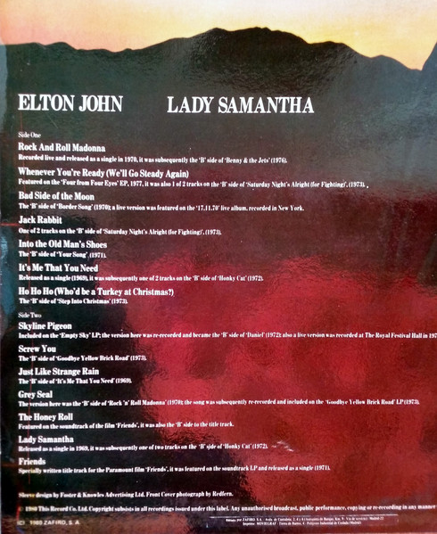 Elton John - Lady Samantha | DJM Records (DJL-7.046) - 3