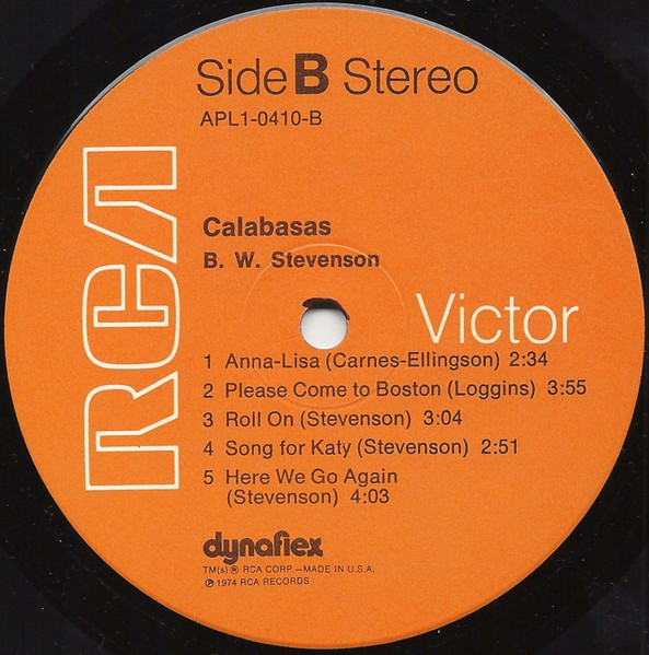 B.W. Stevenson - Calabasas | RCA Victor (APL 1-0410) - 4