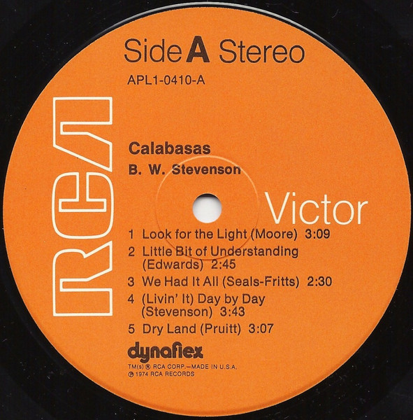 B.W. Stevenson - Calabasas | RCA Victor (APL 1-0410) - 3