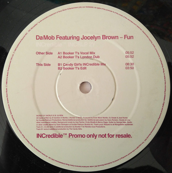 Da Mob Featuring Jocelyn Brown - Fun | INCredible (INCRLP 2Y) - main Da Mob Featuring Jocelyn Brown - Fun | INCredible (INCRLP 2Y) - main