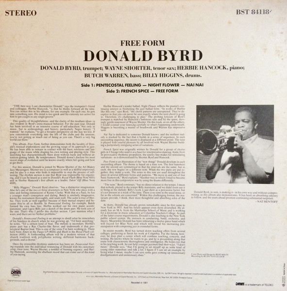 Donald Byrd - Free Form | Blue Note (BST 84118) - 2