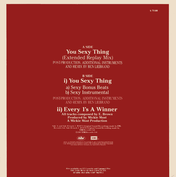 Hot Chocolate - You Sexy Thing (Extended Replay Mix) | Capitol Records (S 75188) - 2 Hot Chocolate - You Sexy Thing (Extended Replay Mix) | Capitol Records (S 75188) - 2
