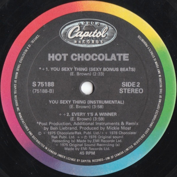 Hot Chocolate - You Sexy Thing (Extended Replay Mix) | Capitol Records (S 75188) - 4 Hot Chocolate - You Sexy Thing (Extended Replay Mix) | Capitol Records (S 75188) - 4