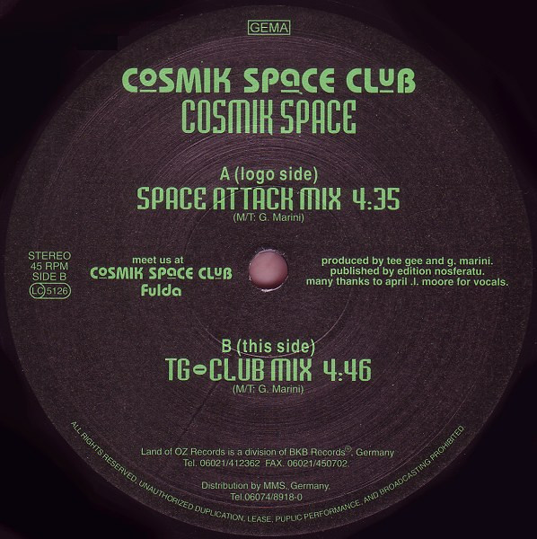 Cosmik Space Club - Cosmik Space | Land Of Oz (VINYLAND 0003)